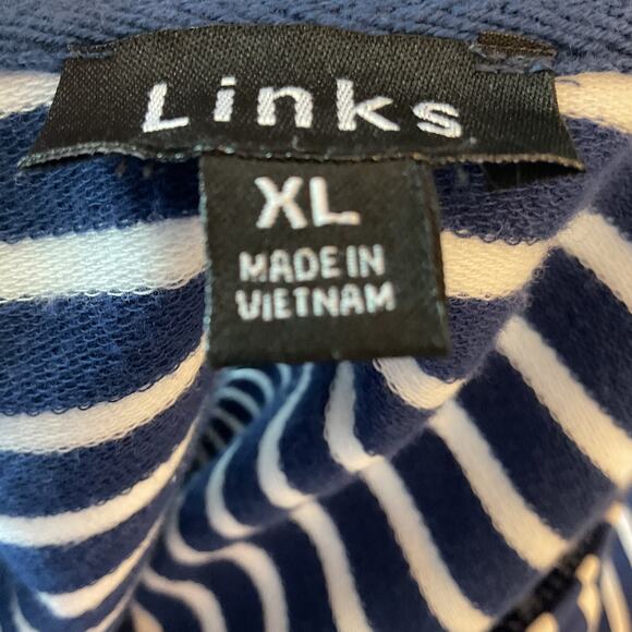 Links Blue Strip Zipper Casual Vaca Cottage Cardigan W/pockets XL - Picture 5 of 7